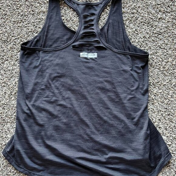Betsey Johnson Athletic Tank Womens Small Grey Slitted Back Grunge Workout - Picture 3 of 5